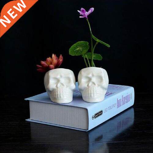 Artificial Ceramic Skull Head Flower Pot Plant Bowl