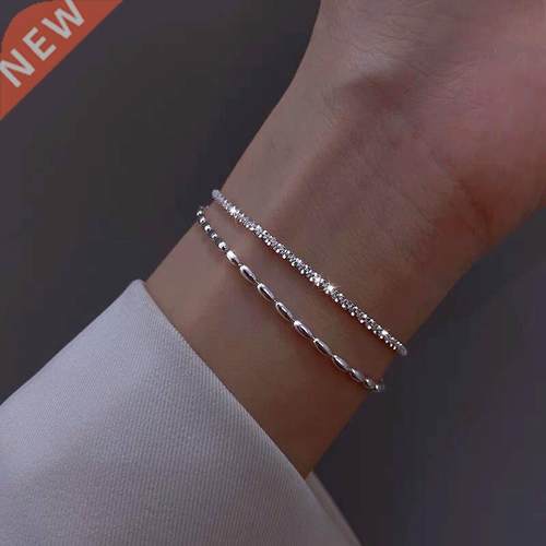New Fashion 925 Sterling Silver Double Layer Bracelet Beads
