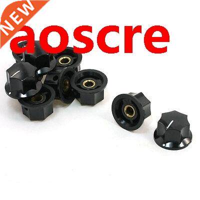 10pcs 23mm Top Dia Brass Tone Core White Mark Knobs Potentio