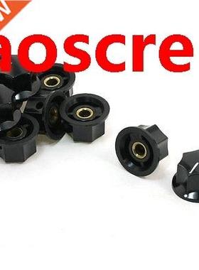 10pcs 23mm Top Dia Brass Tone Core White Mark Knobs Potentio