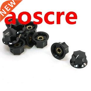 10pcs 23mm Top Dia Brass Tone Core White Mark Knobs Potentio