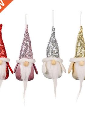 4/8pcs Christmas Tree Hanging Gnomes Ornaments Handmade Sequ