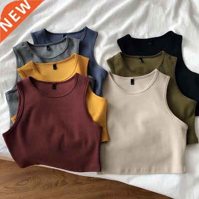 Summer new ladies retro crop top high waist slimming stretch