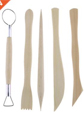 5pcs Wooden Clay Sculpture Pottery Modeling Set Polymer Clay