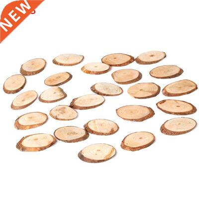 L9NB 25pcs Natural Wooden Slices Oval Blank Wood Pieces