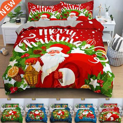 Santa Claus Print Duvet Cover for Adult Kids Bedding Set wit