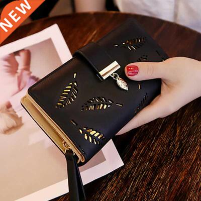 Women Wallet PU Leather Purse Female Long Wallet Gold Hollow