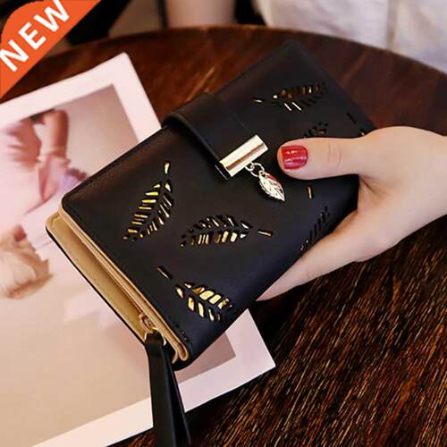 Women Wallet PU Leather Purse Female Long Wallet Gold Hollow