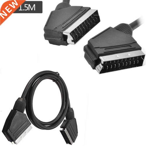 Scart Cable 21 pins connected Black Lead Gold Connectors 1.5