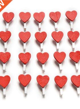 20Pcs/Pack Lovely Kawaii Heart Love Wooden Clothes Photo Pap