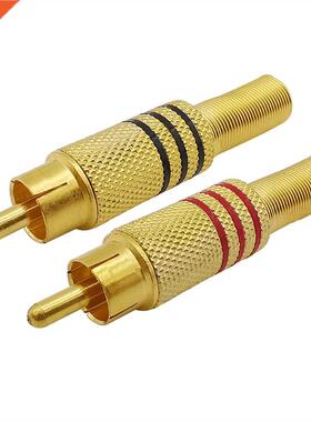 10Pcs Gold Plated RCA Male Plug Connector With Metal Spring