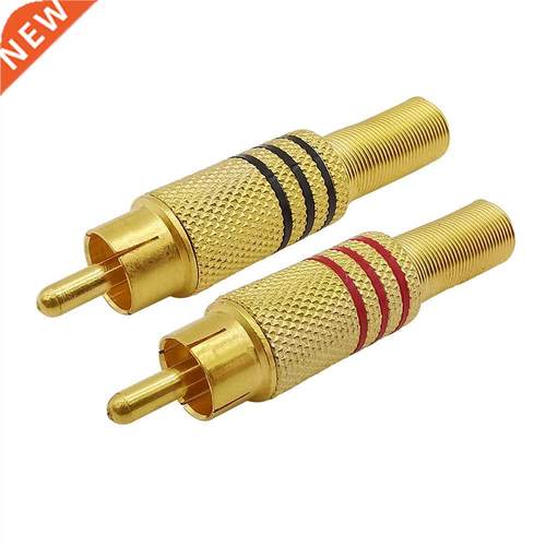 10Pcs Gold Plated RCA Male Plug Connector With Metal Spring