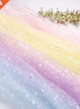 Gltter Star Prntng Tulle Fabrc 155cm Wdth for Grls Sum