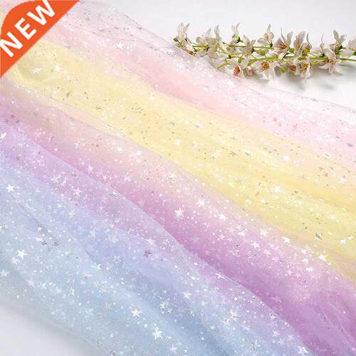 Gltter Star Prntng Tulle Fabrc 155cm Wdth for Grls Sum