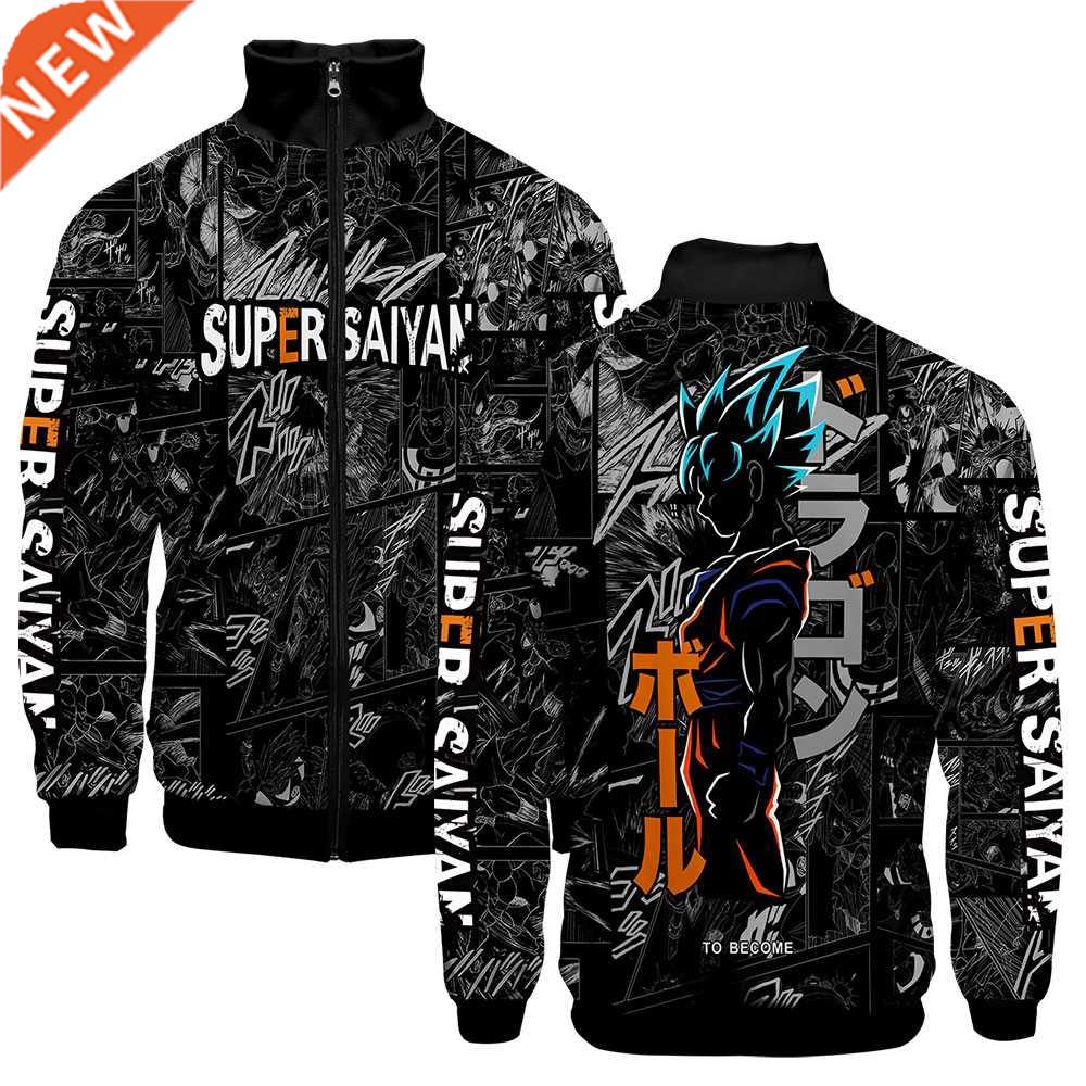 Anime Goku Jacket Stand Collar Clothes Men Boy 3D Hip Hop Cl