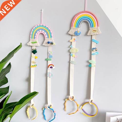 Hair Bow Holder Woven Space-saving Cotton Rope Rainbow