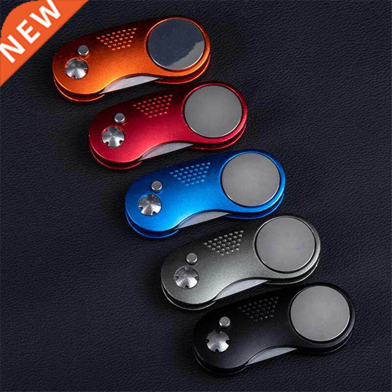 Metal Foldable Golf Dvot Fork Tool wth Button Magnetc Po