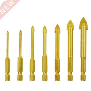 5/6/7Pc Glass Drill Bits Set Titanium Coated Hex Shank Ceram