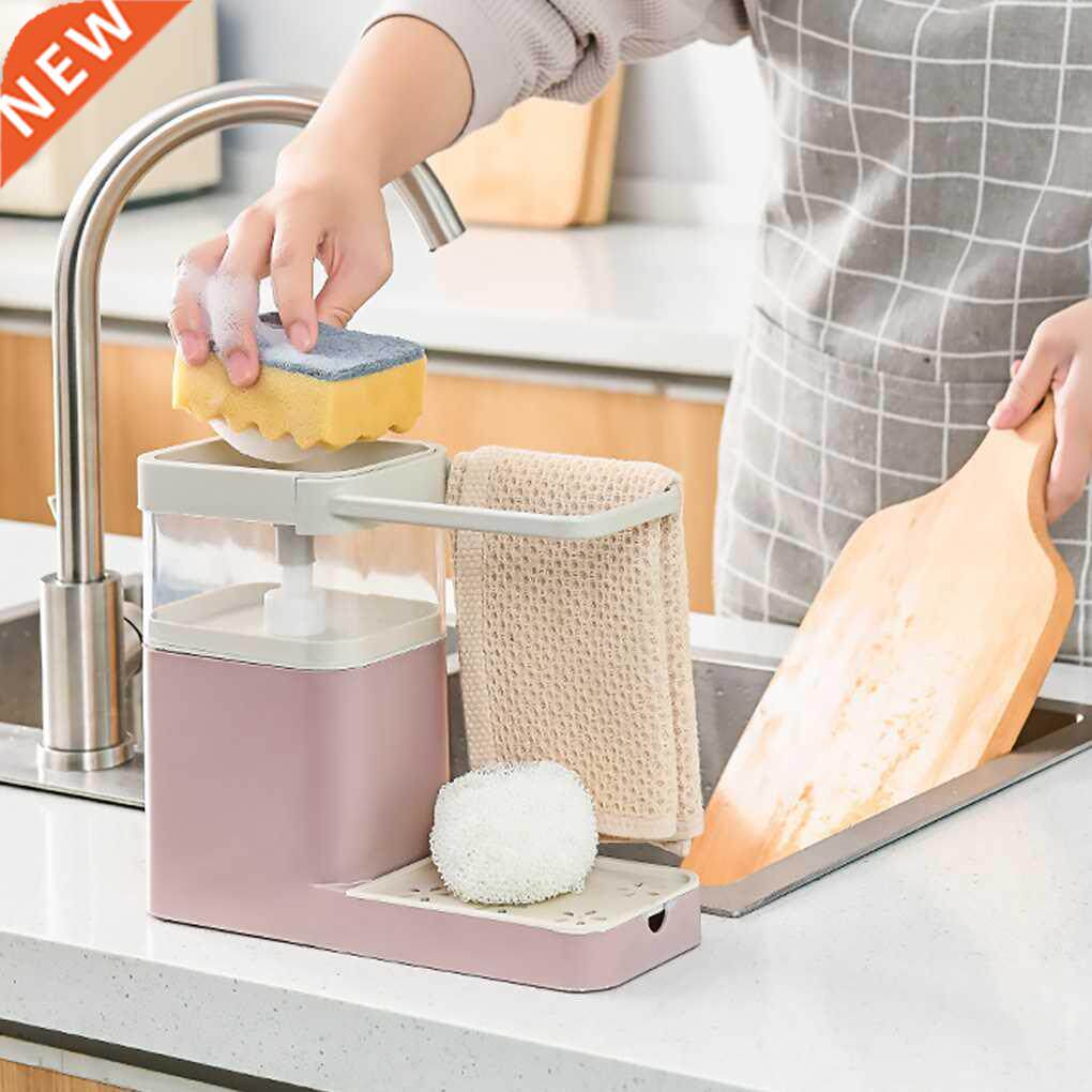 Kitchen Soap Dispenser Manual Press Sponge Detergent Soap