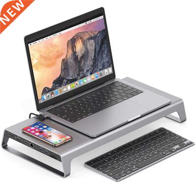 Aluminum Monitor Stand Bracket Docking Station with USB C Hu