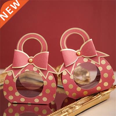 5Pcs Christmas Candy Bags With Handle Dots Pattern Cookie