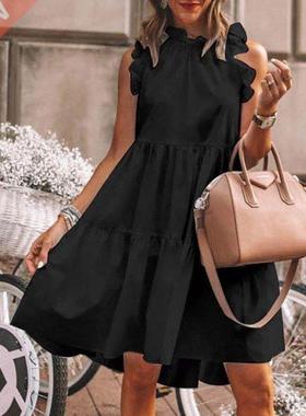 Women Ruffles Sveless O-Ne Dress 2021 Summer New Sundre