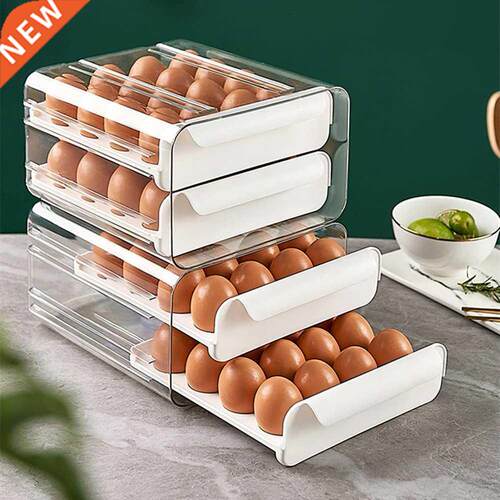 Double-Layer Egg Box Drawer Type Fresh-Keepng Storage Conta