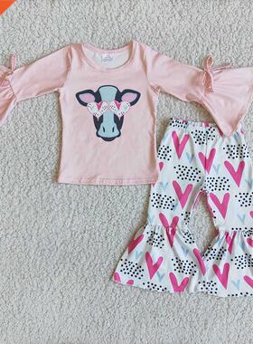 Toddler Spring Long Sleeve Clothing Set Girl Pink Color Top