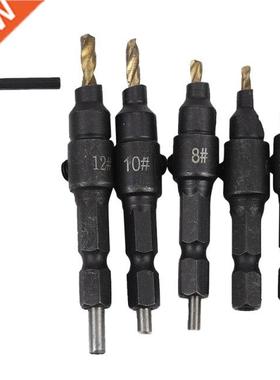 5Pcs #5 #6 #8 #10 #12 HSS Countersink Drill Bit Set Quick Ch