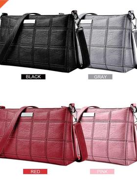 Women Handbag Leather Plaid Messenger Bag Shoulder Small Squ