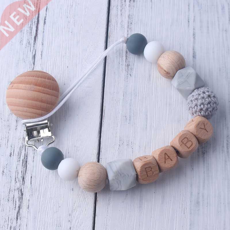 Personalized Pacifier Clip Handmade Baby Name Silicone Teeth