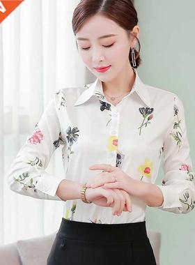 Spring 2020 Ladies Print Tops Long Sleeve Chiffon louse Plu
