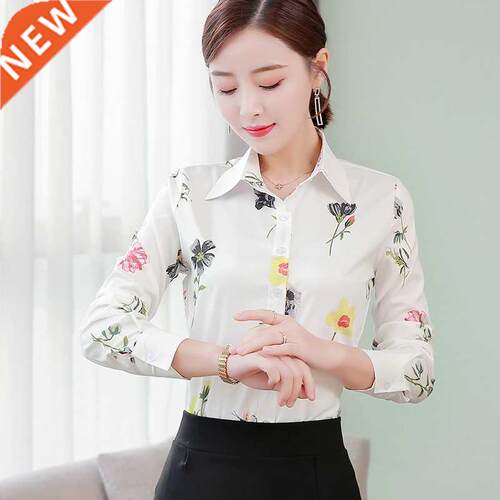 Spring 2020 Ladies Print Tops Long Sleeve Chiffon louse Plu