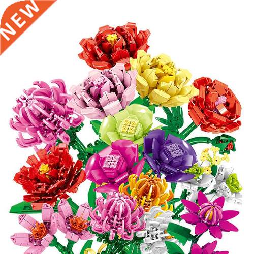 DIY Flower Building Block Rose Tulip Household Potted Plant
