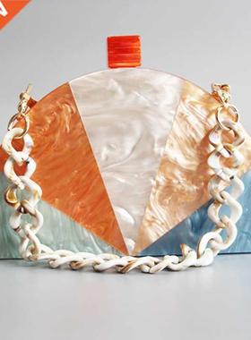 Half moon shape acrylic clasp Resin bead acetate box clutche