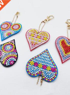 5pcs/set Full Drill 5D  Diamond Painting Love Heart Keych