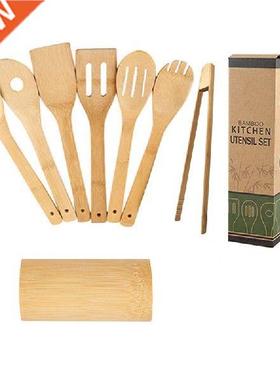 8/9 Pcs Bamboo Wooden Spoons Spatulas Set Heat Resstant
