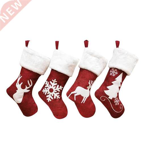 4Pack Christmas Stockings Socks Gift Candy Bag Christmas Dec