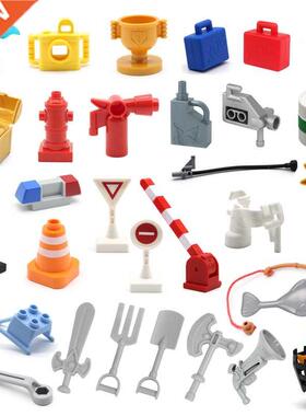 Big Building Blocks City Traffic Signs Furniture Tools Acces