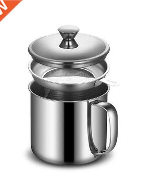 1 Set Durable 1.3L Kitchen Oil Filter Storage Can Pot