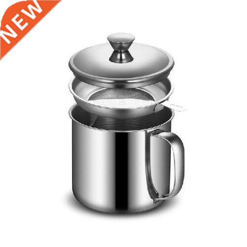 1 Set Durable 1.3L Kitchen Oil Filter Storage Can Pot