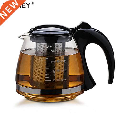 BORREY Large Capacity Flower Tea pot Set Glass Transparent B