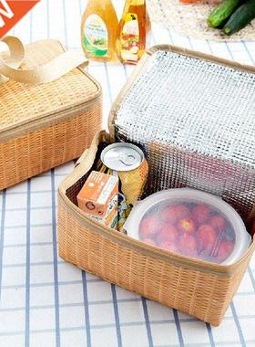 Portable Wicker Rattan Outdoor Picnic Bag Waterproof