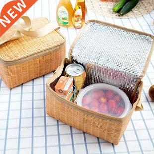 Portable Wicker Rattan Outdoor Picnic Bag Waterproof