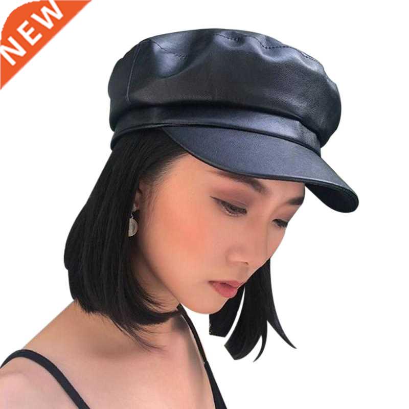 New Fashion PU Leather Newsboy Cap Quality Artist Female Kor