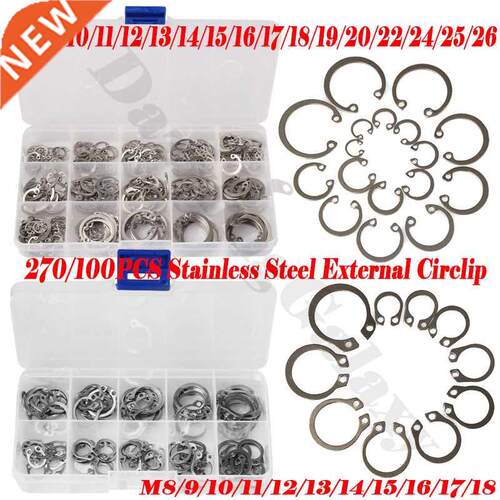 270/100PCS Silver 04 Stainless Steel External Circlip Retai