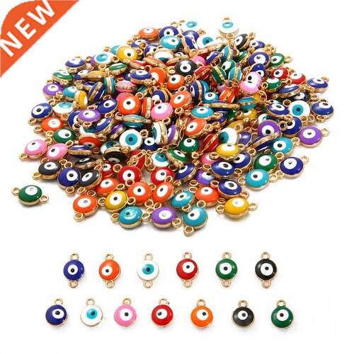 10Pcs 6mm 8mm Mix Color Evil Eye Earring Alloy Connectors Ch