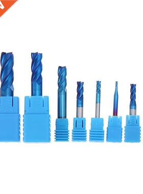 8pcs Blue-nano 2-12mm 4 Flutes Carbide End Mill Set HRC50 Tu