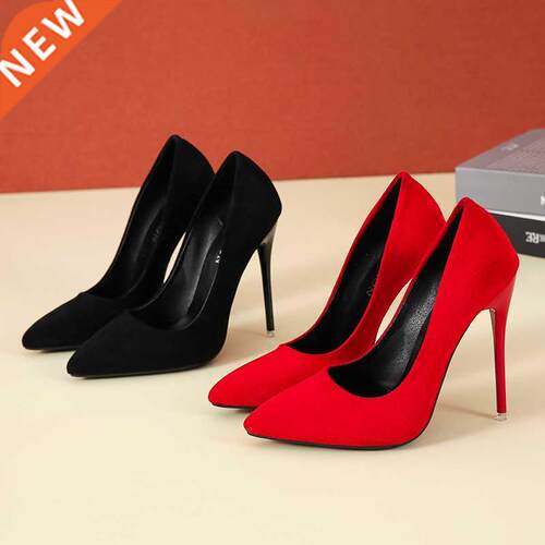 Big Size 5-45 women's shoes 2022 concise flock high heels w