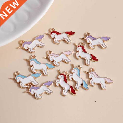10pcs 20*17mm Enamel Lucky Unicorn Charms for Necklaces Pend
